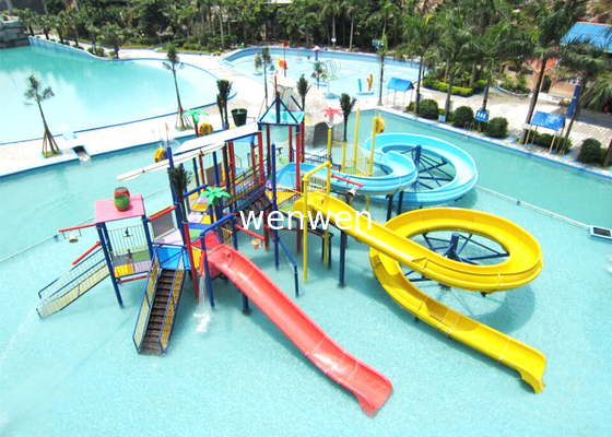 Huis van het de Familiewater van de zomer het Openluchtaqua playground games fiberglass slide voor Themapark